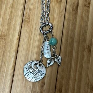 Silver Pendant Necklace with Turquoise Bead